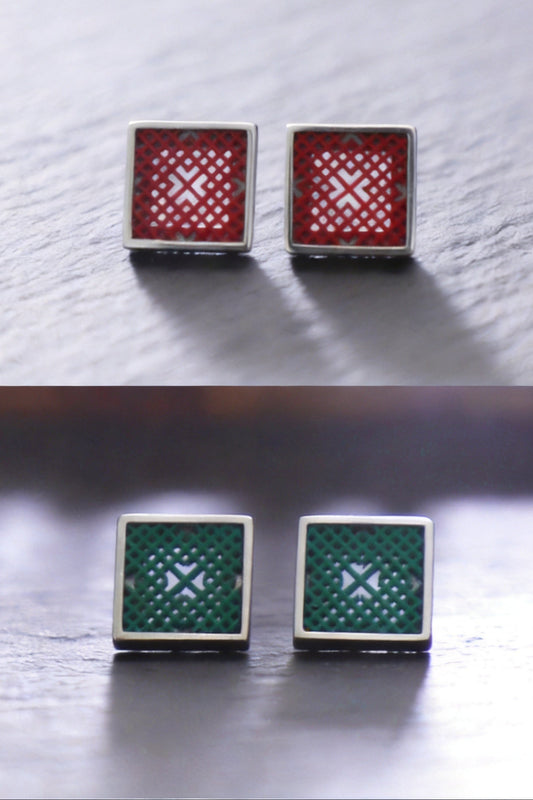 Mini Lattice Stud — Green Color