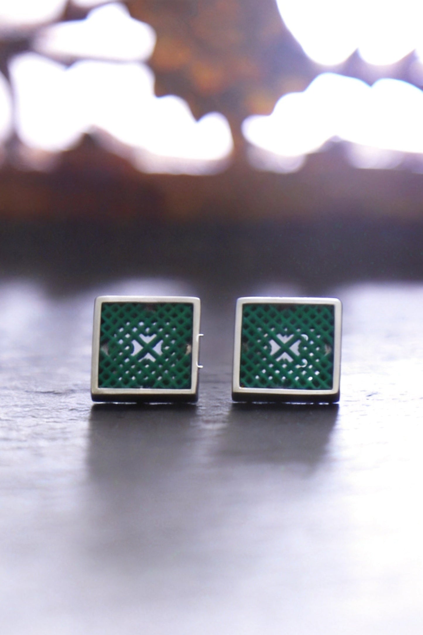 Mini Lattice Stud — Green Color