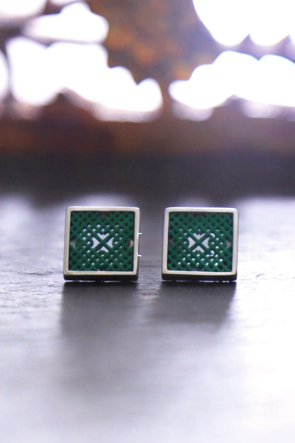 Mini Lattice Stud — Green Color